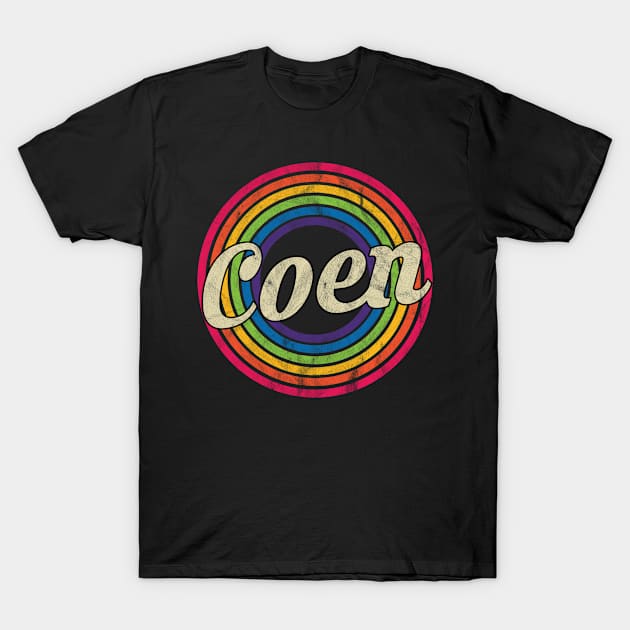 Coen - Retro Rainbow Faded-Style T-Shirt by MaydenArt